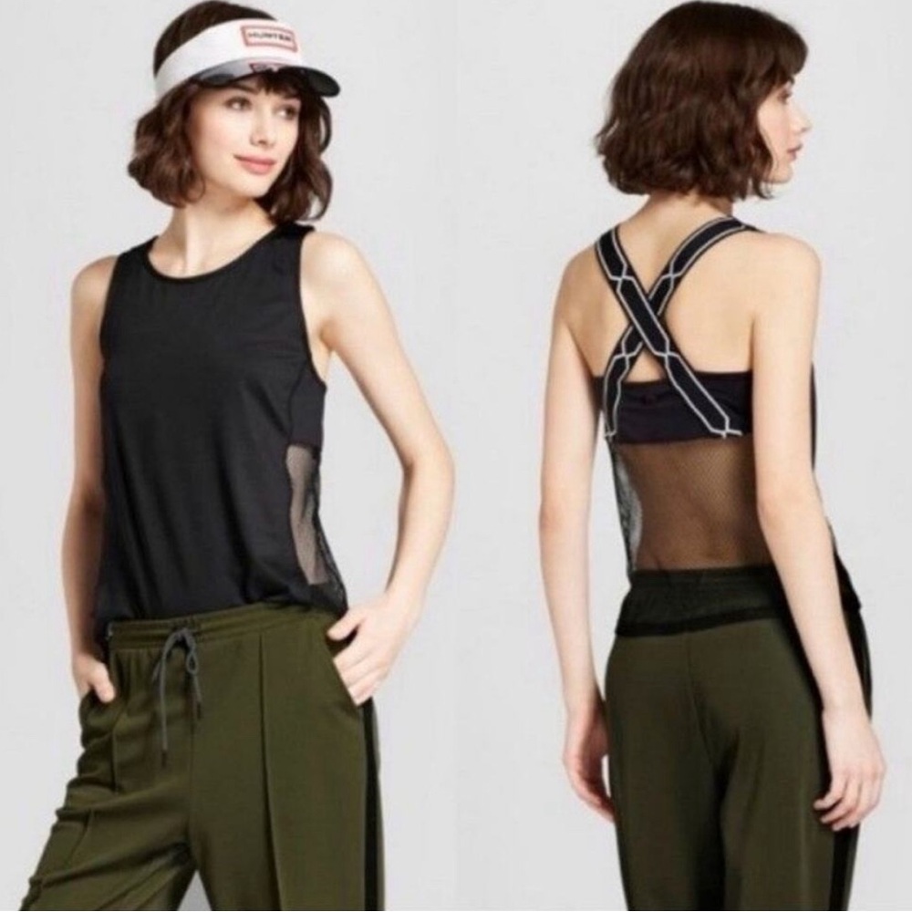 Hunter for Target Women's Tank Top medium Black Mesh Back Cross Strap